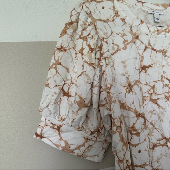 Daily Ritual Women’s Supersoft Puff-Sleeve Top - Marble -White and Tan - Size XL - Picture 5 of 6